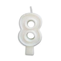Vela Aniversário Big Número Branca Nº 8 Junco