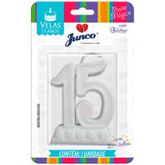 Vela Aniversário 15 anos Branca Junco
