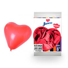 Balão Látex Coração Nº 06 Vermelho com 10 Unid. Junco
