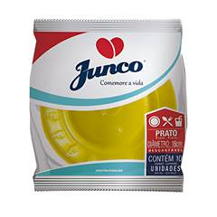 Prato Descartável Plástico Amarelo Junco 10 unidades - 15 cm