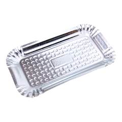 Bandeja Laminada Prata Rocambole Junco - 33x18cm