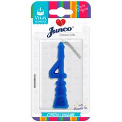 Vela Aniversário Número Azul Nº 4 Junco