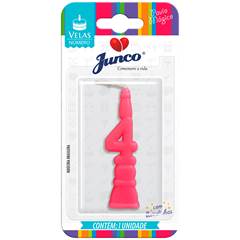 Vela Aniversário Número Rosa Nº 4 Junco