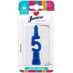 Vela Aniversário Número Azul Nº 5 Junco
