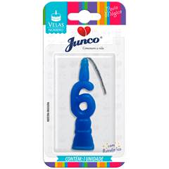 Vela Aniversário Número Azul Nº 6 Junco