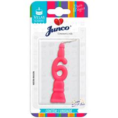 Vela Aniversário Número Rosa Nº 6 Junco