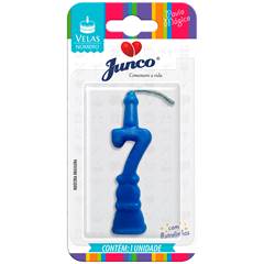 Vela Aniversário Número Azul Nº 7 Junco