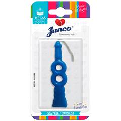 Vela Aniversário Número Azul Nº 8 Junco
