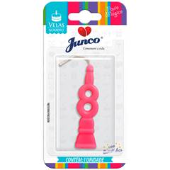 Vela Aniversário Número Rosa Nº 8 Junco