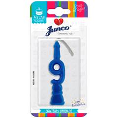 Vela Aniversário Número Azul Nº 9 Junco