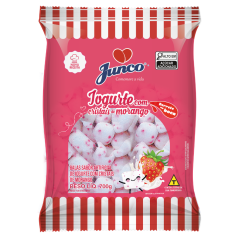 Bala de Coco para Aniversário sabor Iorgute com Cristais de Morango Junco 700g