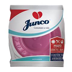 Prato Descartável Plástico Rosa Junco 10 unidades - 15cm