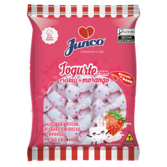 Bala de Coco para Aniversário sabor Iorgute com Cristais de Morango Junco 400g
